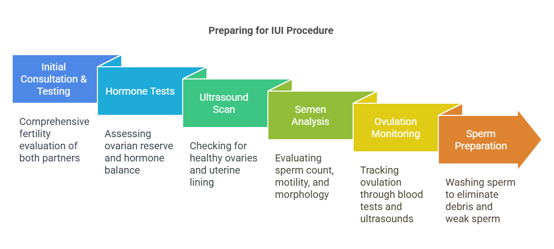 Steps outlining the process of preparation for IUI Procedure